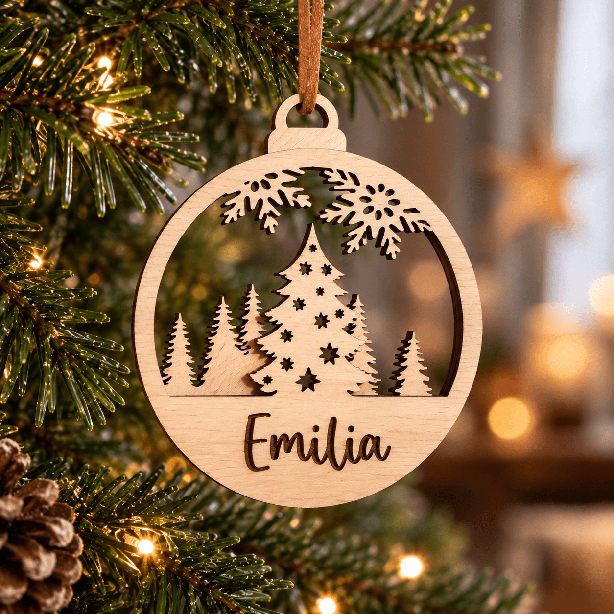 Personalised wooden Christmas bauble